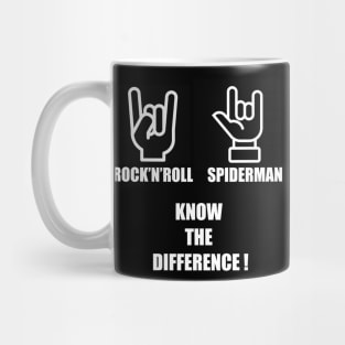 know the difference rock n Roll Spidey Mug